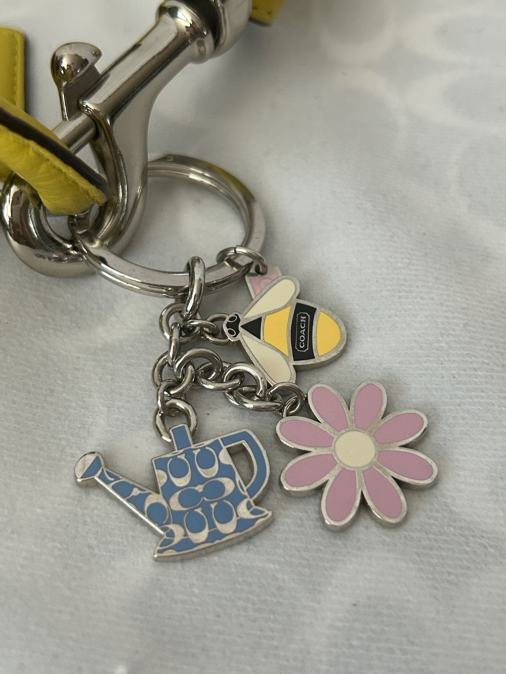 Coach Yellow Pebbled Leather Avery Hobo Tote Shoulder Bag with Purse Charms🌻🌻 - Picture 9 of 12
